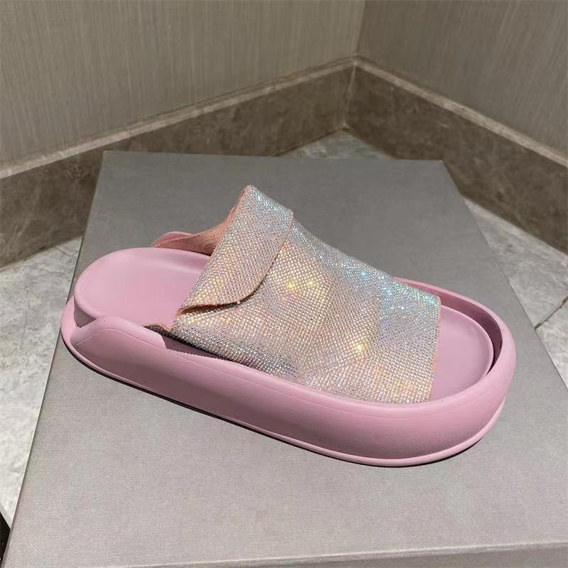 Casual Leather Bling Flat Soft Slippers