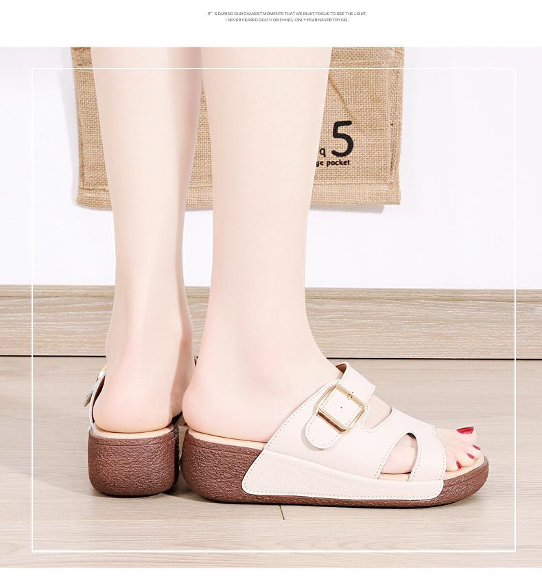 Wedge Leather Non-Slip Slippers