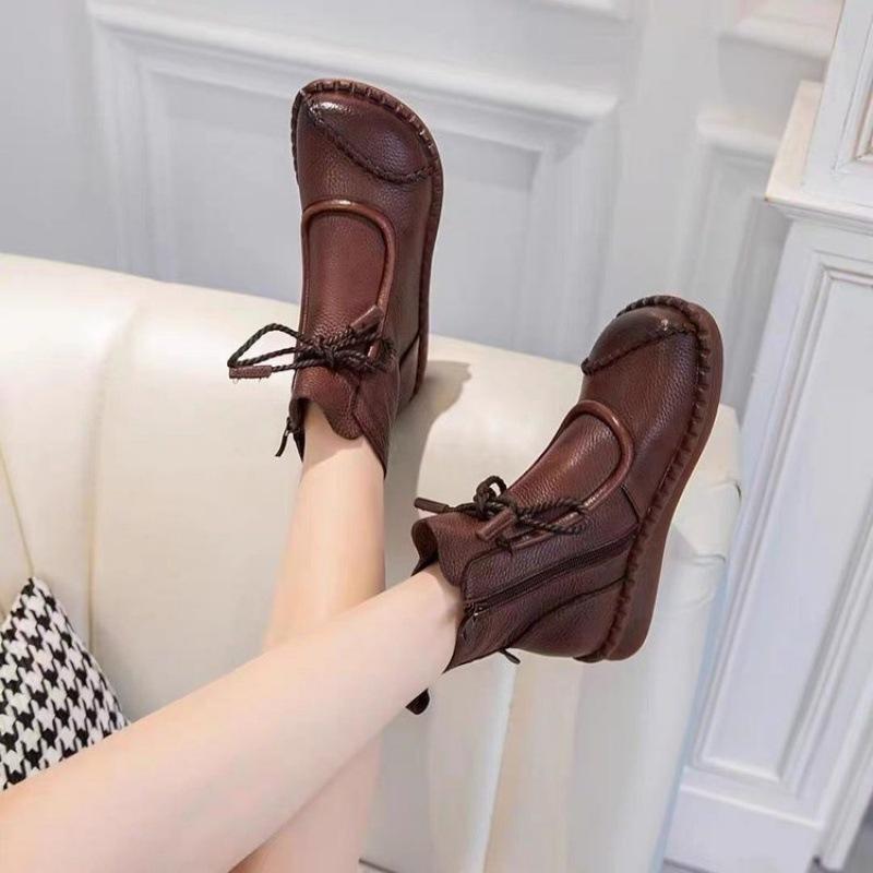 Handmade Soft Warm Leather Ankle Boots