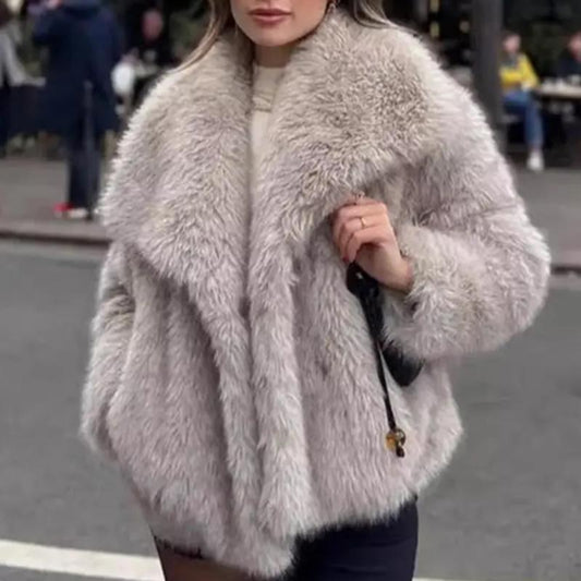 Solid Color Fur Coat