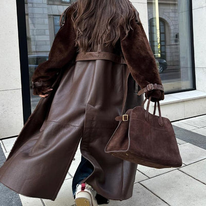 Brown Belted Long Jacket