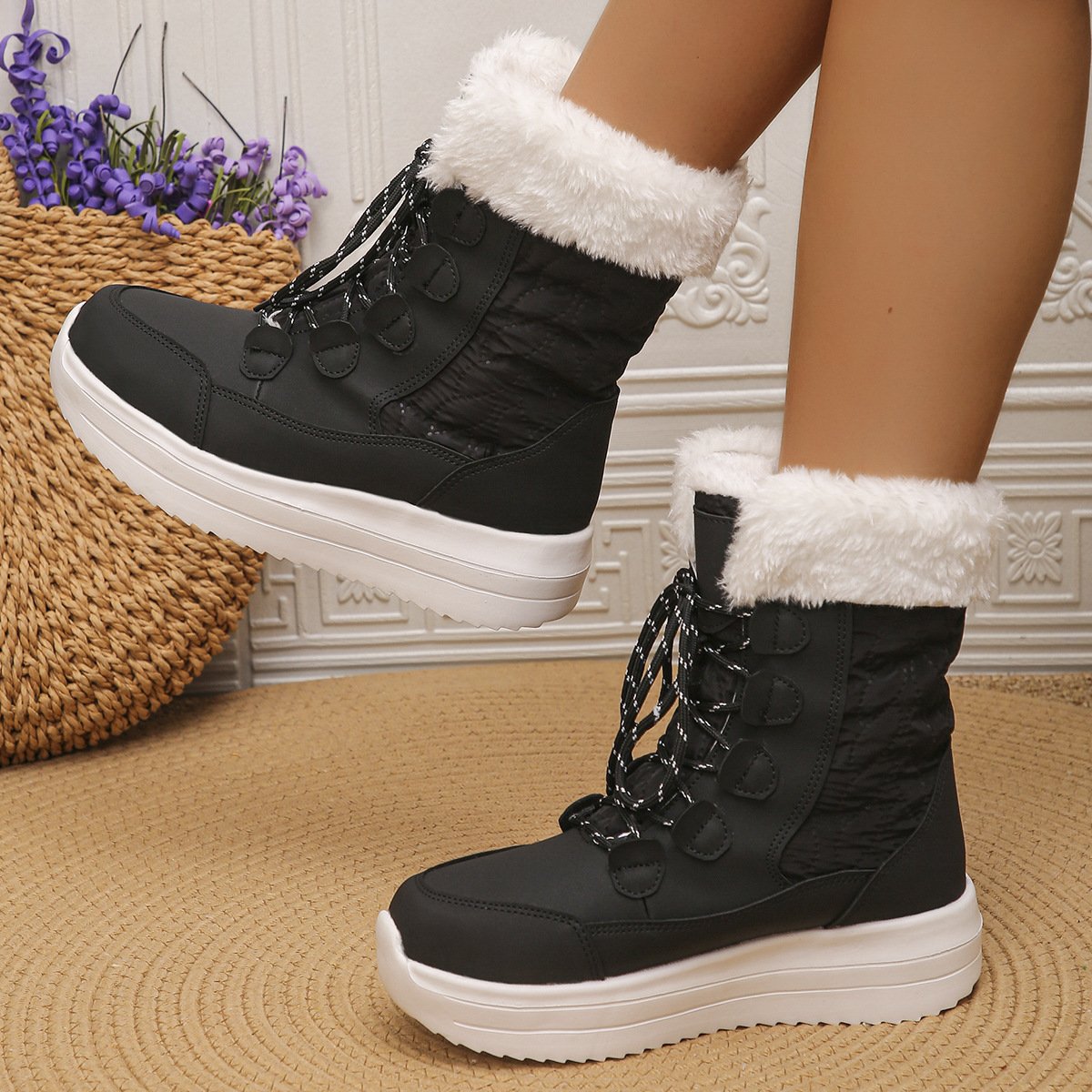 Wedges Comfy Lace-up Snow Boots