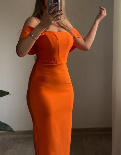 Orange Shoulder-Length Dress