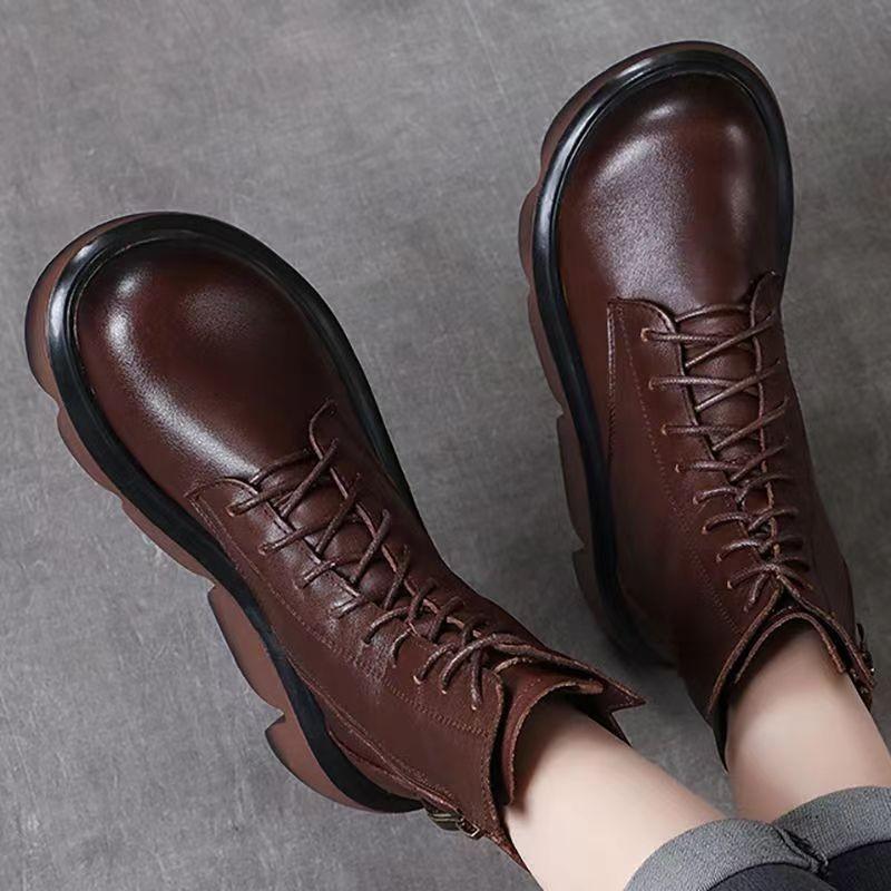 Retro Leather Warm Soft Boots