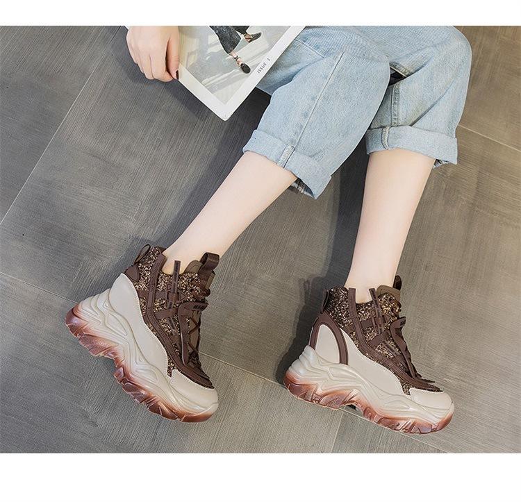 Elegant Leather Wedge Fashionable Sneakers