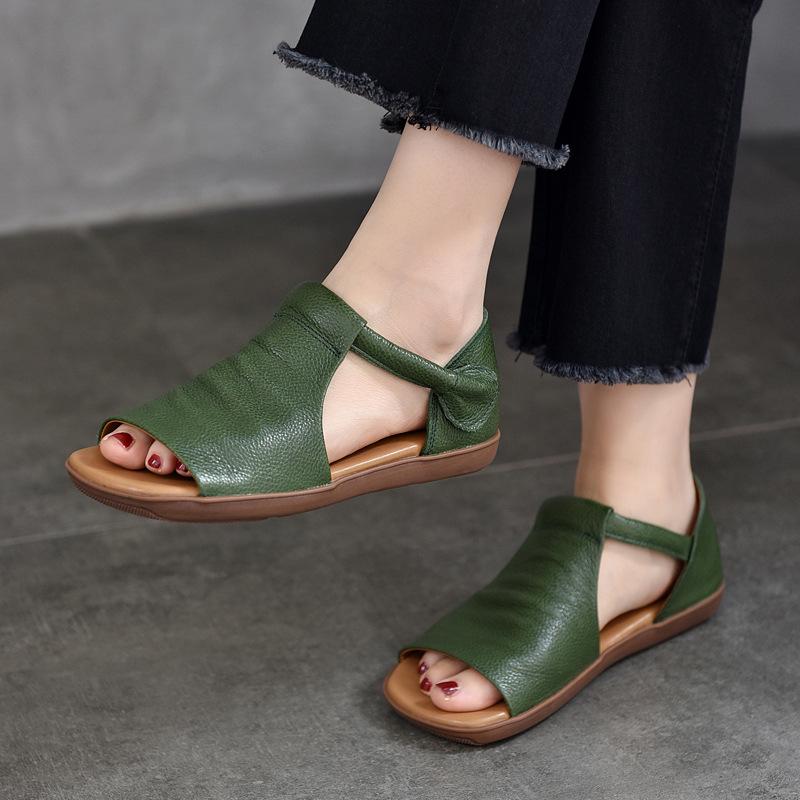 Flat Leather Soft Sandals