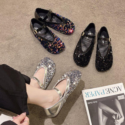 Sequins Versatile Soft Flat Shoes