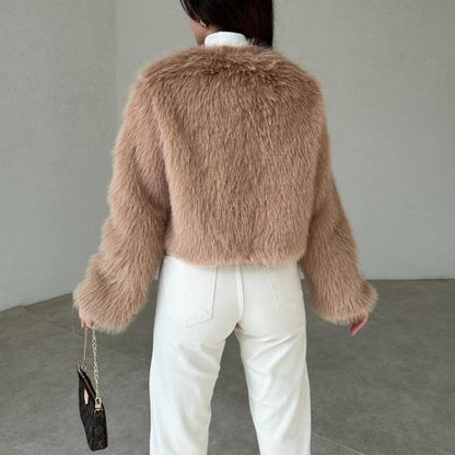 Lace-Up Fur Coat