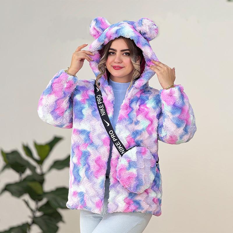 Colorful Furry Causal Coat