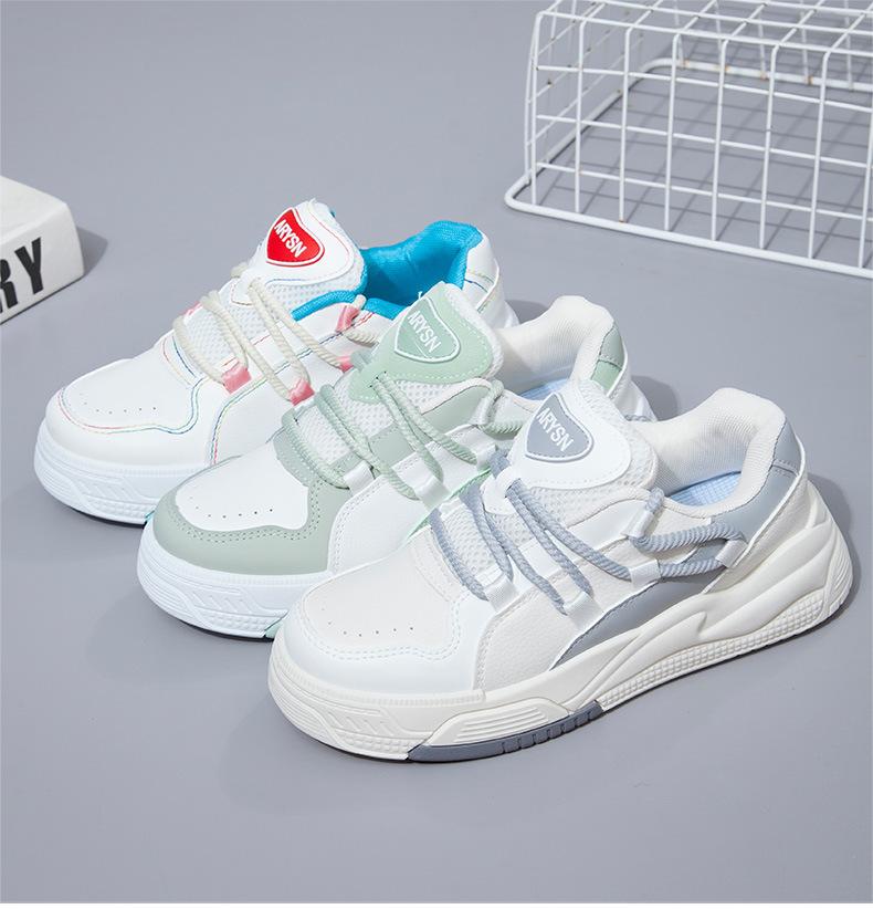 Round Toe Leather Lace-Up Sneakers
