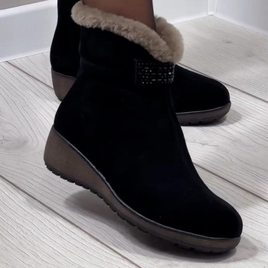 Black Warm Suede Boots