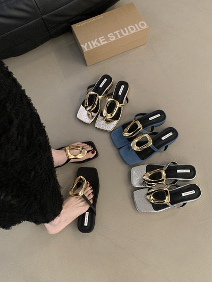 Buckle Clip-Toe Slippers