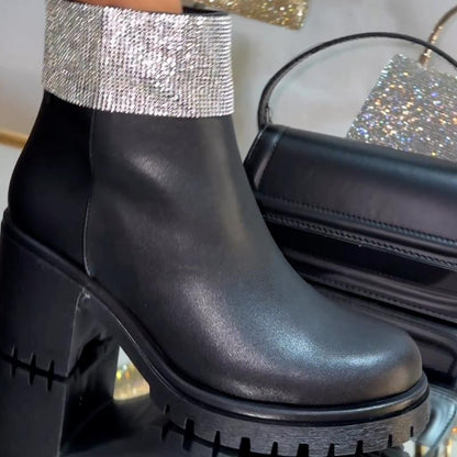 Shiny Leather Ankle Boots