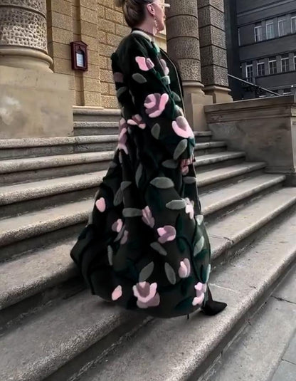 Floral Embroidered Long Coat