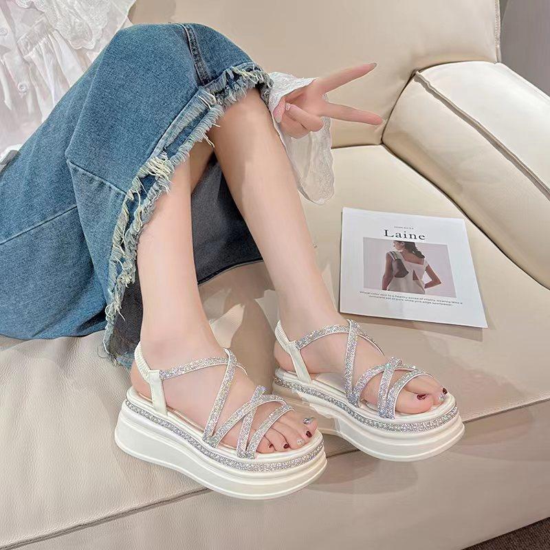 Walking Crystal Bling Platform Sandals