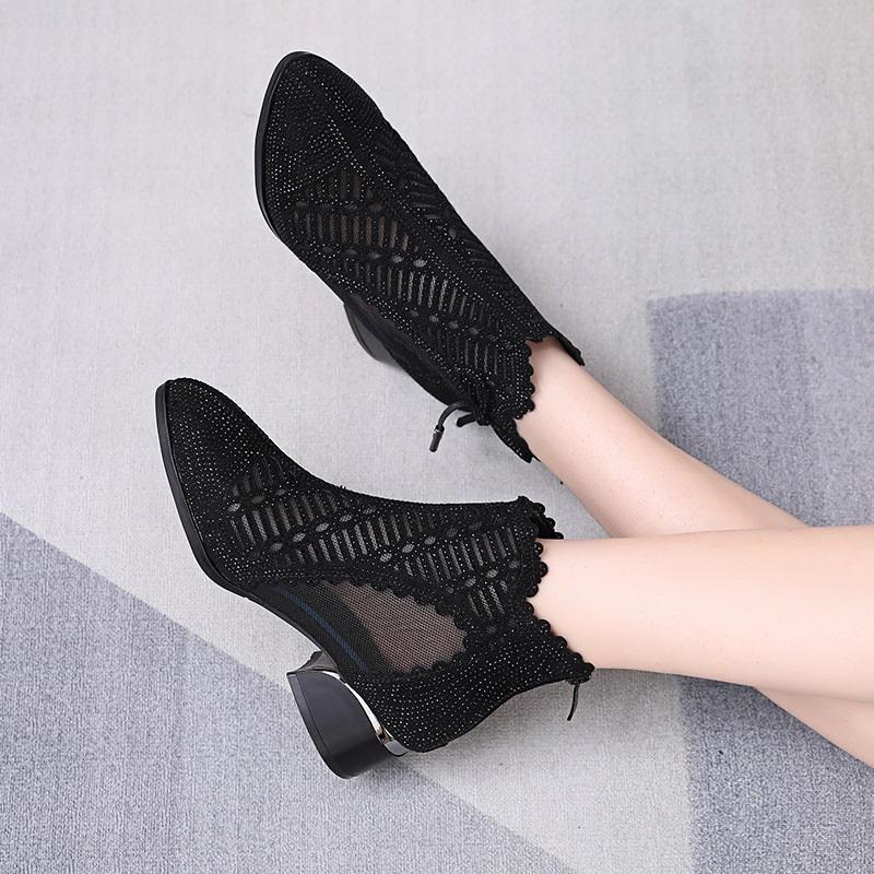 High Heel Breathable Casual Mesh Boots