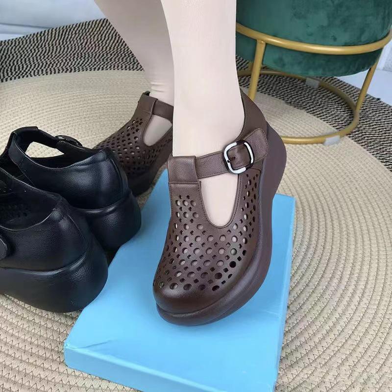 Breathable Leather Hollow Shoes
