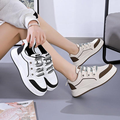 Casual Leather Lace-Up Mixed Colors Shoes