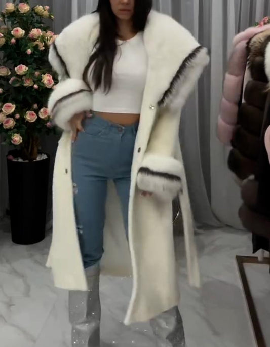 White Belt Casual Coat