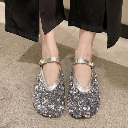 Sequins Versatile Soft Flat Shoes