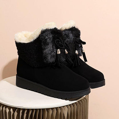 Furry Bow Casual Warm Boots
