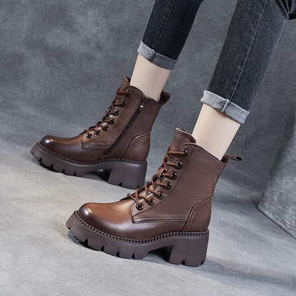 Lace-Up Chunky Heel Boots