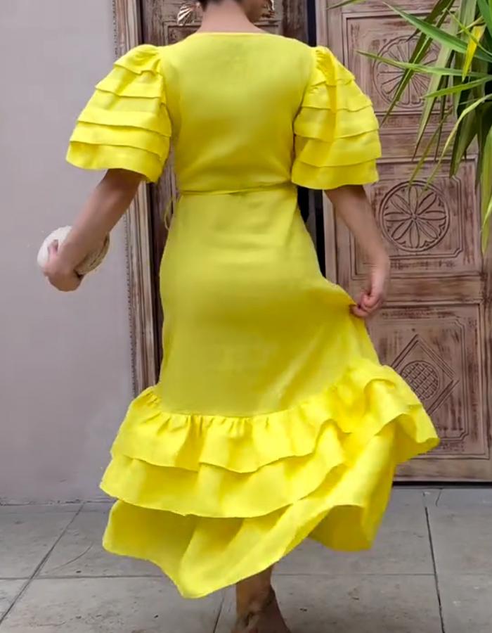 Yellow Layered Casual Dress