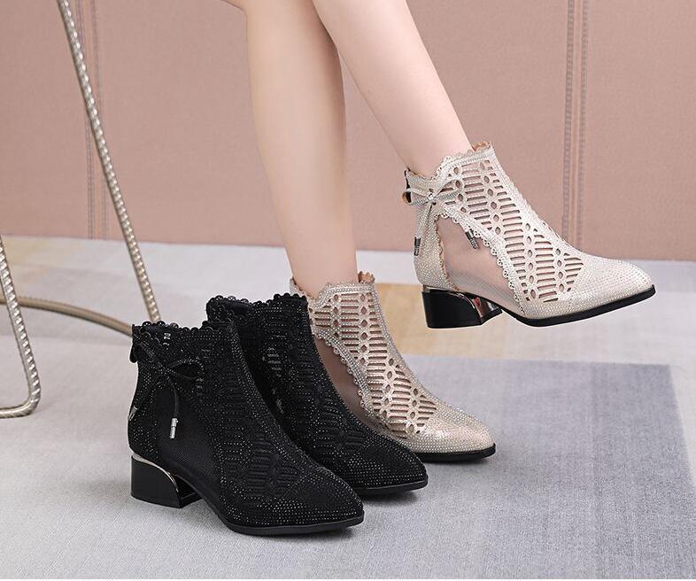 High Heel Breathable Casual Mesh Boots