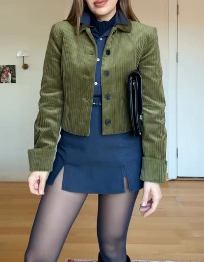 Green Casual Short Jacket