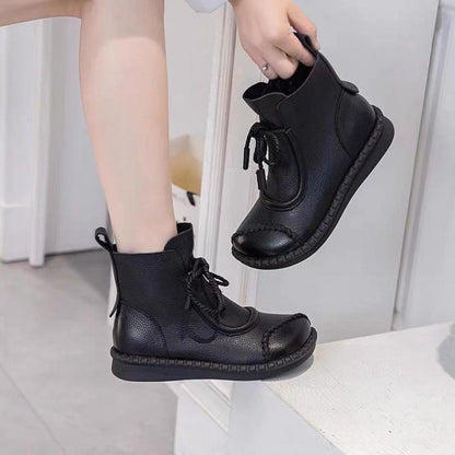 Handmade Soft Warm Leather Ankle Boots