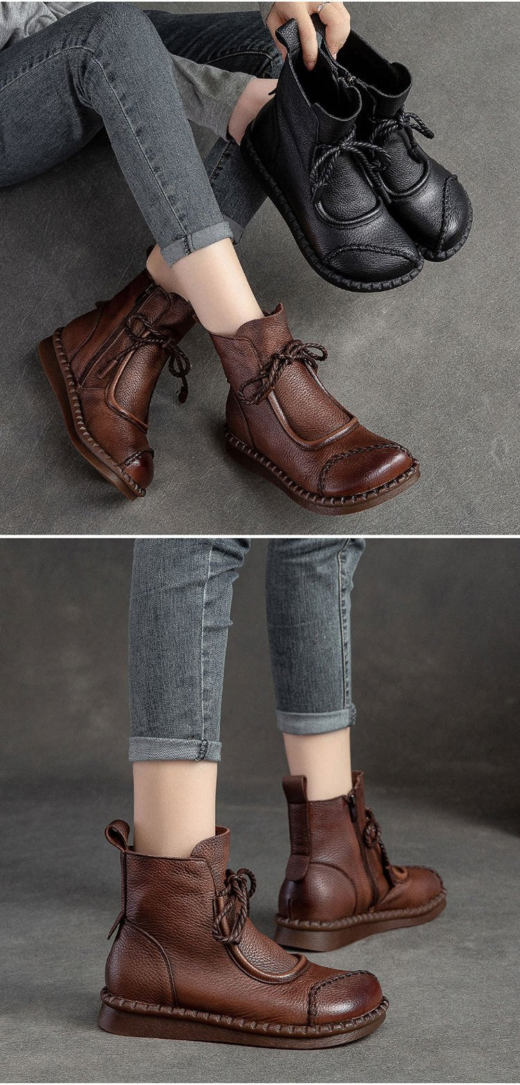 Handmade Soft Warm Leather Ankle Boots