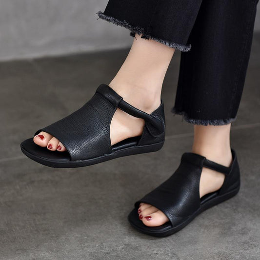 Flat Leather Soft Sandals