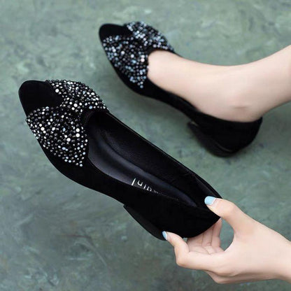 Black Bling Bow Tie Shoes