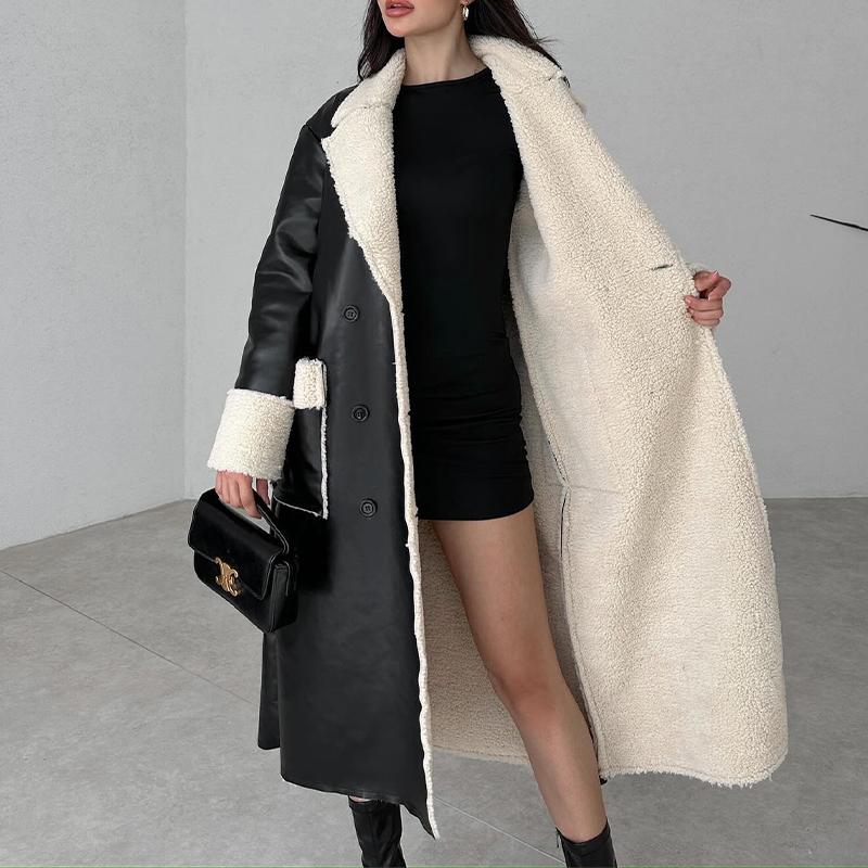 Lamb's Wool Leather Belted Coat