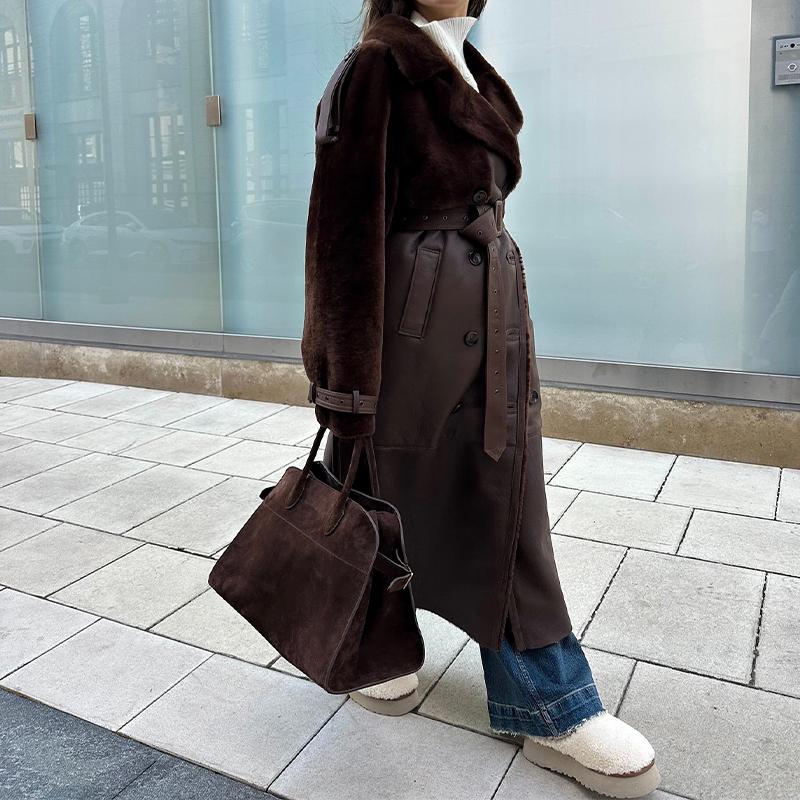 Brown Belted Long Jacket