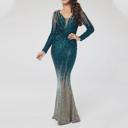 Green-Gold Sequin Dress