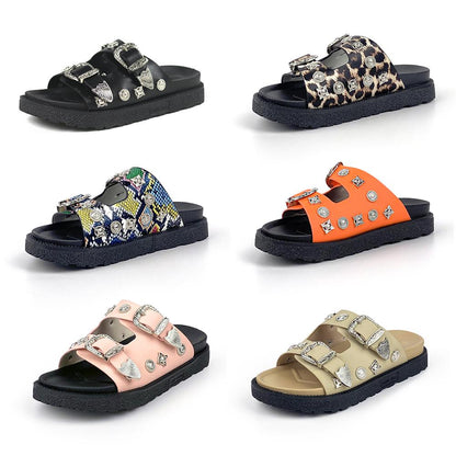 Metal Buckle Boutique Comfortable Slippers