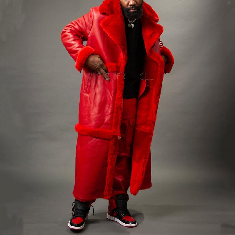 Red Leather Long Coat