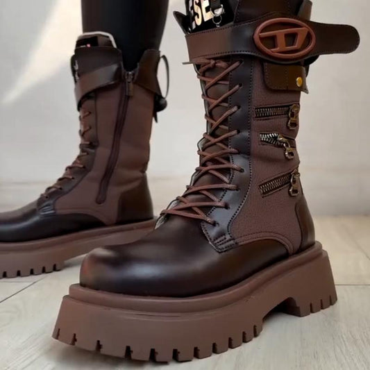 Brown Mid-Heel Boots