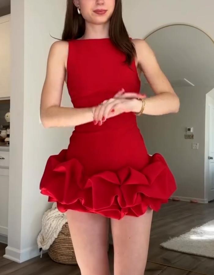 Red Petal Mini Dress