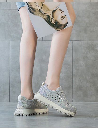 Rhinestone Thick-Sole Sneakers