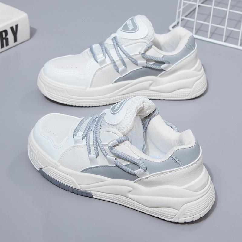 Round Toe Leather Lace-Up Sneakers