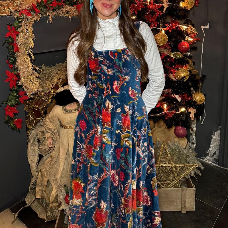 Blue Floral Matching Dress