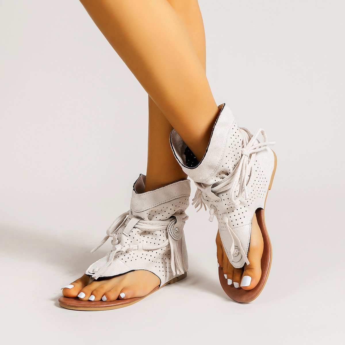 Tassel Hollow Clip-Toe Sandals