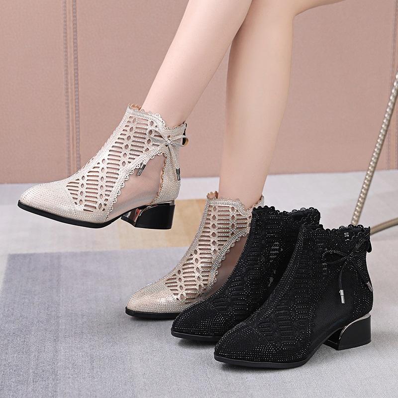 High Heel Breathable Casual Mesh Boots