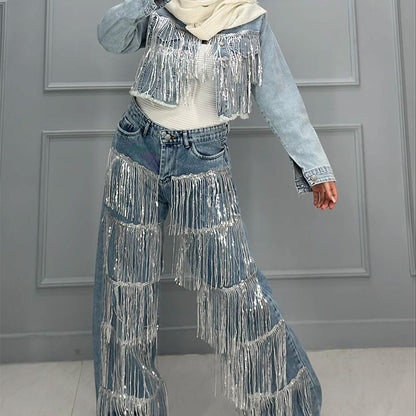 Denim Tassel Suit