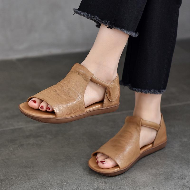 Flat Leather Soft Sandals