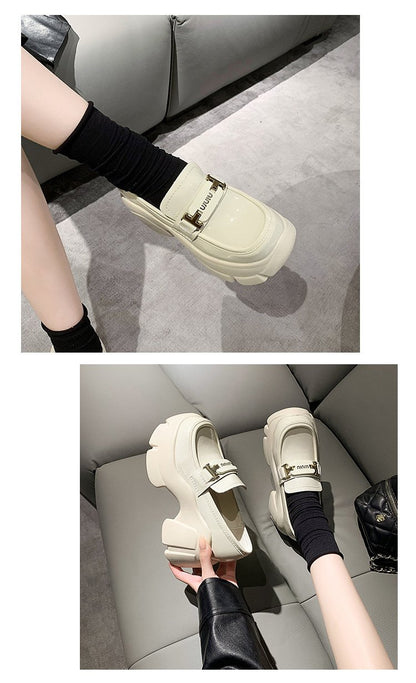 Tassel Muffin Leather Chunky Shoes