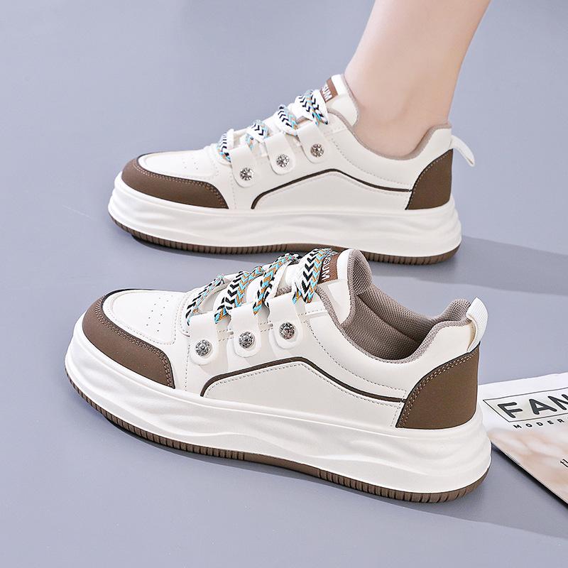 Casual Leather Lace-Up Mixed Colors Shoes