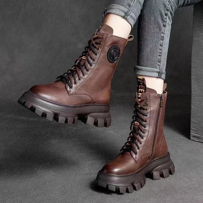 Handmade Warm Leather Platform Boots